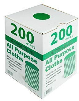 We Can Source It Ltd - All-Purpose Antibacterial Cleaning Cloth - J Type Cleaning Clothes on a Roll - Easy Dispenser Box - Multi-Purpose Cloth Sheets for Cleaning, Catering - Green - 200 Pack