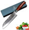 YARENH Cuchillo Santoku Damasco 18 cm - Cuchillos de Cocina profesionales de Acero de Japoneses Damasco & Mango de Madera Dalbergia - Cuchillo Cocina Global HTT-Serie