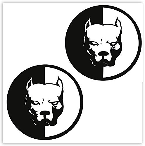 SkinoEu® 2 Stück Vinyl Lustiger Aufkleber Autoaufkleber Stickers Angry Dog Böser Hund Pitbull Auto Moto Motorrad Fahrrad Skate Helm Fenster Spiegel Tür Tuning B 5