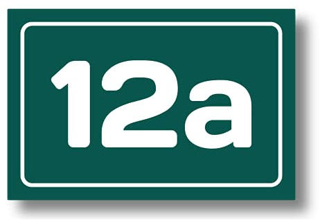 Numero civico in laminato plastico spessore 3.2 mm - Targa per esterno con incisione personalizzata - Formato rettangolare in 3 misure a scelta (Testo Bianco - Sfondo Verde Pino)