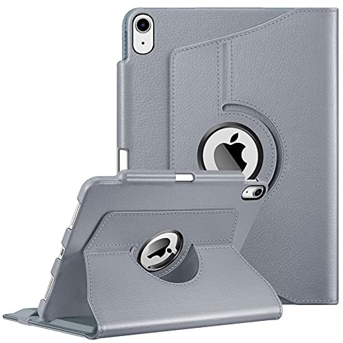 Fintie Étui pour iPad Air 11 2024, iPad Air 5ème génération 2022/iPad Air 4 2020 10,9 avec Porte-Stylo, réglable à 360 °, avec Fonction Support, Bleu-Gris