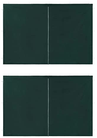 vidaXL Lot de 2 parois latérales de tente de fête avec fermeture éclair - Panneau de pavillon - Accessoire pour chapiteau de jardin extérieur - PE - Vert