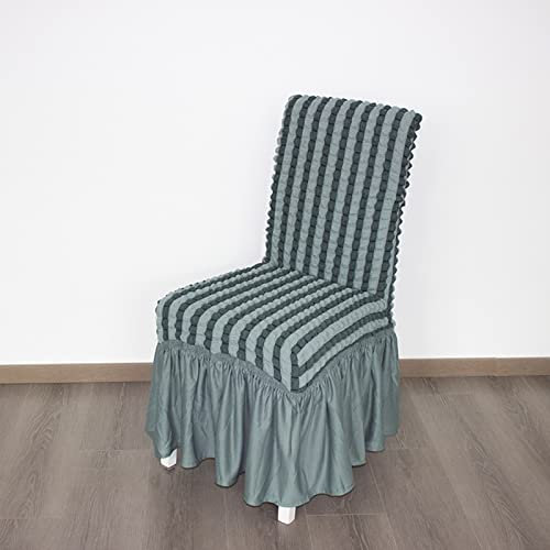 GUYIRT Jacquard Stuhlhussen FüR EsszimmerstüHle Dehnbar einfach ausgestattet Esszimmer Stuhlhussen Abnehmbar waschbar Schonbezug Möbelschutz mit Rock im Landhausstil -blau-4 STÜCK