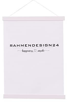 Rahmendesign24 Magnetische Posterschiene 22cm A4 Weiß (matt) Posterleiste Posterrahmen Posterhänger Holz