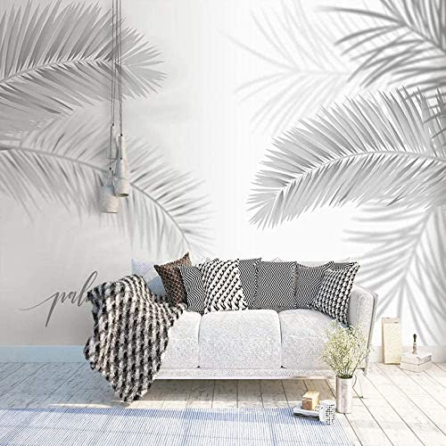 Papier Peint Mural 3D Feuilles Peintes À La Main En Noir Et Blanc Autocollant Mural Photo Art Affiche Murale Autocollants Muraux Décoratifs Peler Et Coller Autocollants De Fond Muraux 400(L)x280(H) cm
