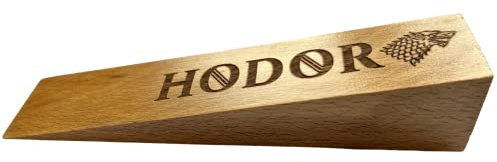 Hodor Türstopper XL, natürliches Buchenholz, rutschfester Gummikeil mit Stark-Schild – größer als je zuvor