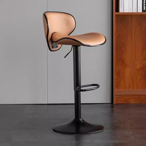 Moderner Skandinavischer Barstuhl Armlose Barhocker Hohe Hocker Küchentresenhocker Verstellbar,360° Drehbar,Leder Gepolsterte Barhocker Stuhl Mit Flügelrücken,Pub Kücheninsel Hocker ( Color : Khaki/A