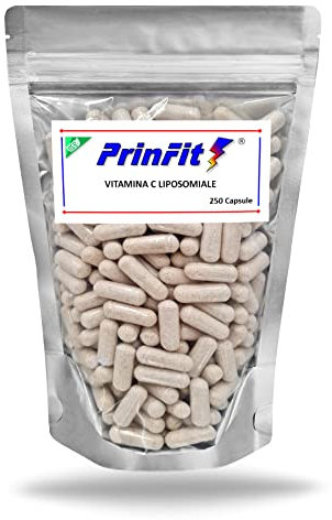 PrinFit® - 250 Capsule Naturali di Vitamina C Liposomiale - Alto Dosaggio ed Elevato Assorbimento - Antiossidante Acido L-Ascorbico Integratore Alimentare