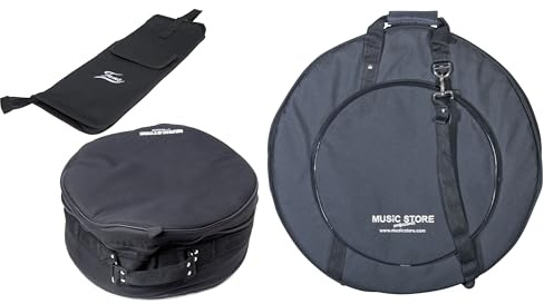 MUSIC STORE Drum Taschen Set, Snare Tasche 14x5,5, Beckentasche 24, Drumstick Tasche, Drummer Handtuch, Nylon, Gepolstert, Drum Zubehör