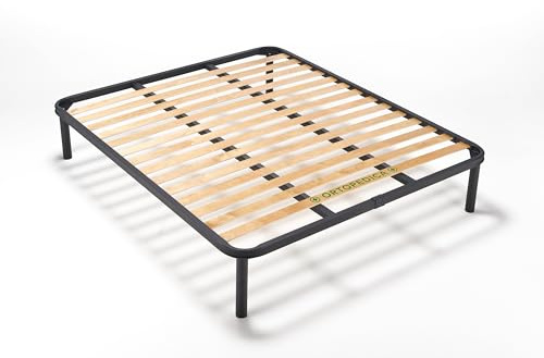 EVERGREENWEB - Miglior Rete Letto Matrimoniale 180x200 a Doghe in Legno Ortopedica Alta 35cm Doppia Barra Rinforzata + Kit 4 Piedi Smontabili, Struttura in Ferro, Base da Incasso per Letti e Materassi