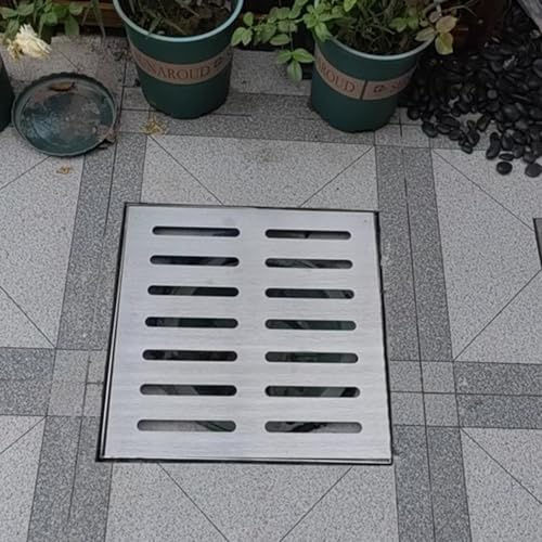 Ablaufgitter Abflussgitter aus Edelstahl mit Rahmen, Abflusssieb für Regenwasser in Der Dusche, Abwasserabflussgitter Zum Blockieren Von Schmutz, für Badezimmer, Balkone und Terrassen(30x30x3 cm (11.8
