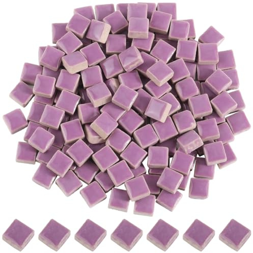 SOFPLATE 1 Box 200G Purple Mosaic Tiles Ceramic Tile Mosaic Pieces Small 1cm Dark Orchid Opaque Square Porcelain Stained Mosaic Project Cabochons for Handmade Art Crafts Home Bathroom DIY Decoration