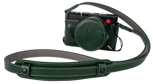 Rieibi Handmade Genuine Leather Camera Case Kit for Leica D-LUX8 Camera case,Half Case for Leica DLUX8 Case with Front Lens Cap and Shoulder Strap
