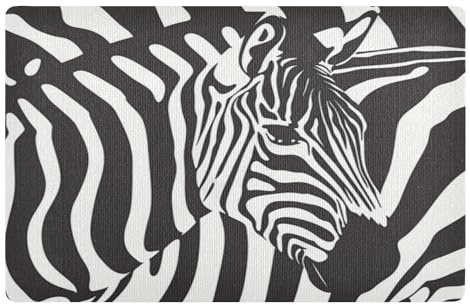 Indoor Door Mat, Non-Slip Front Door Mats, Zebra Doormat, Dirt Resistant and Absorbent Welcome Mat, Low Profile Floor Mats for Front Back Door and Entryway, 32 x 20