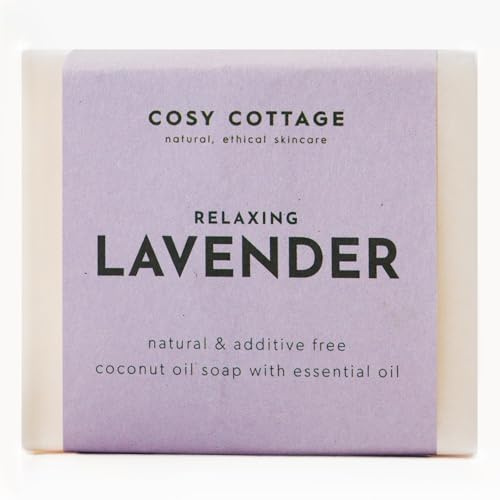 Cosy Cottage Relaxing Lavender Soap Bar - 110g | Handmade, Cruelty Free and Moisturising |Free from Palm Oil, SLS, Additive and Plastic