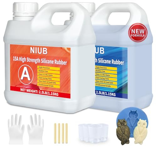 NIUB Kit per la creazione di stampi in silicone 15A, 2 l, kit di stampi in silicone per alimenti, gomma siliconica liquida platinata, per la creazione di stampi (blu)