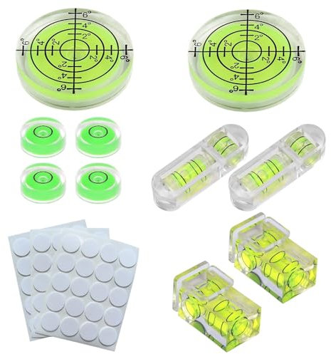 10 Pièces Niveau à Bulle Rond et Carré, Mini Niveau à Bulle Précis pour Appareils Photo et Camping,Parfait pour Images Stationnaires, Idéal pour Mesurer l'Horizontale