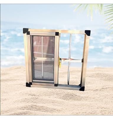 Generisch Kleines Kellerfenster, Oberlicht-Schiebefenster, Badezimmerfenster for Privatsphäre und Belüftung, horizontales Aluminium-Schiebefenster mit Glas und Fliegengitter(26x26.4/66x67cm)