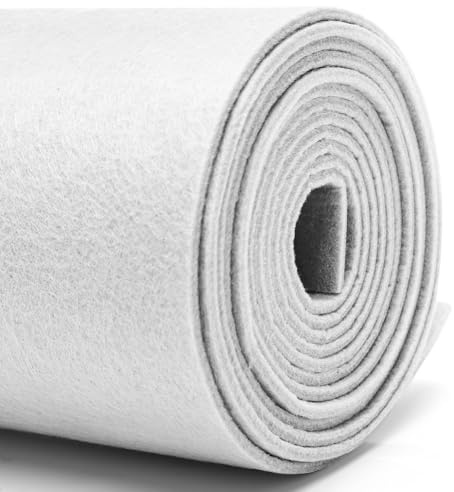 Penbinmall Rollo de fieltro Filzstoff - 30 cm x 250 cm x 3 mm, tela de fieltro para manualidades de bricolaje, decoración, base de fieltro, Patchwork, fieltro para camino de mesa, disfraces (blanco)