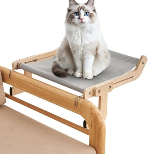 Hamaca para ventana, cajón para gato, percha de madera y cama para borde de cama, balcón, ventanas