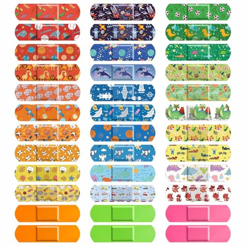 Sublaga 33 Style Kids Cartoon Bandages 300 Pcs Cute Bandages Adhesive Flexible Colorful Bandage Toddler Bandage Waterproof Protect Scrapes and Cuts for Girls Boys Children Toddlers (Cool)