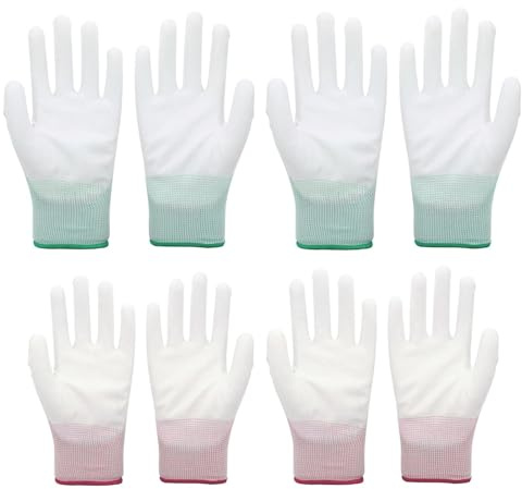 GQunit 4 Pairs Heat Resistant Gloves for Hair Styling, Heat Protection Proof Gloves for Hair Styling, Heat Blocking for Curling, Flat Iron and Curling Wand, Pink & Green