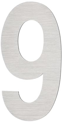 PATIKIL House Numbers for Outside, Number 9 Silver Stainless Steel Self Adhesive Modern Mailbox Address Door Numbers for Outdoor House Residential Mailboxes 3.54x1.93 Inch
