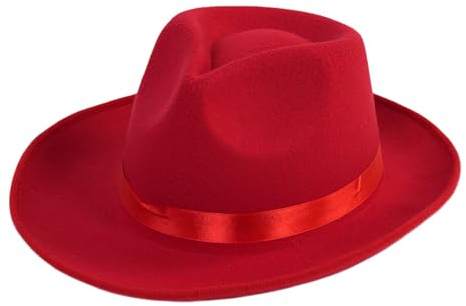 Fedora-Hut mit breiter Krempe und Satinband, Filz, Panama-Kappe, Rancher-Hut für Damen und Herren
