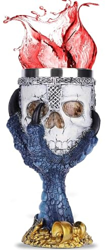 BAYINBROOK 3D Cáliz de Calavera en Acero Inoxidable, Cáliz Gótico en Forma de Calavera, Idea de Regalo Creativa para Halloween, Vaso Único con Estilo Vintage (D)