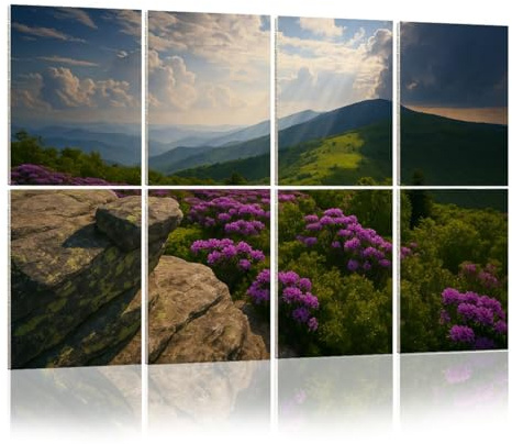 8 Pack Acoustic Foam Panels Sound Proofing Appalachian Trail Roan Mountains Rhododendron Bloom Blue Ridge Acoustic Wall Panel Soundproofing for Livingroom Nursery Room 120x80cm Home Decor