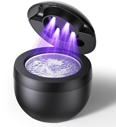 Ultraschallreinigungsgerät, Opilea 45kHz Dental Pod, 4 Modes Ultrasonic Cleaner for Zahnersatz, Retainer, Aligner, Prothesen, Zahnbürstenkopf, Schmuck Schwarz