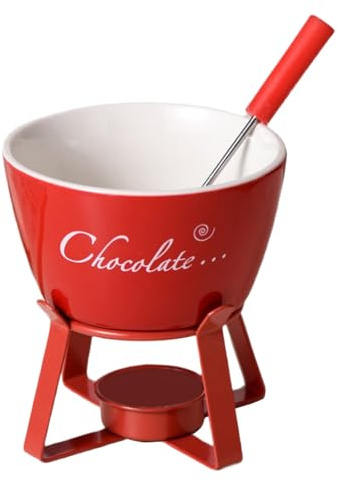 ZYMIADOU Fondue Pots Set with Forks for Chocolate Cheese Candy Tealight Porcelain Melting Ceramic Butter Warmers Set Tealight Porcelain Melting