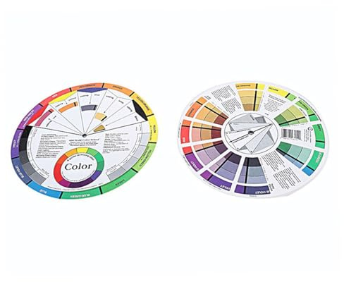 HAMPPLIES Lot de 2 Roues Chromatiques Rotatives 23cm et 14cm en Plastique pour Maquillage Artistique et Nail Art, Nuancier D’apprentissage des Couleurs Guide de Mélange, Outil Polyvalent