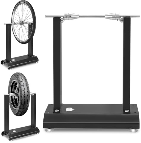 Yunvin Tyre Balancer, Motorcycle Wheel Balance Stand with Adjustable Centering Cones, Integrated Spirit Level, Rim Tyre Balancer for Up to 32.5cm Width, Motorcycle and Scooter Rims