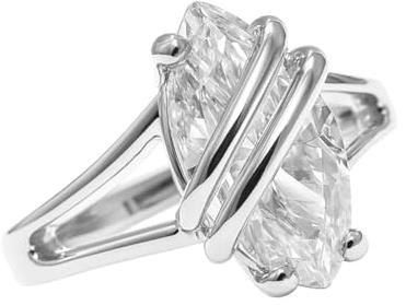 Bague Solitaire Argent 925 Rhodié Femme - Marquise Zirconium Taille 50-60
