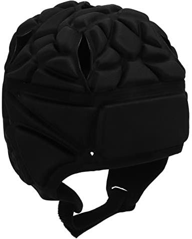 Cryfokt Casco da Football, Soft Shell Traspirante Leggero 90g Cinturino Regolabile Casco Soft Shell, Copricapo da Rugby con Imbottitura in Schiuma EVA per Calcio Calcio Lacrosse Ciclismo (BLACK)