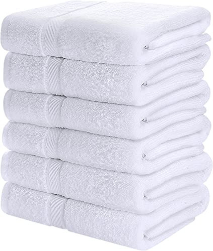Utopia Towels - 6er-Pack mittelgroße Badetücher aus 100% Baumwolle mit Aufhängeschlaufen, 60x120 cm Duschtuch, weiche und saugfähige Handtücher (Weiß)