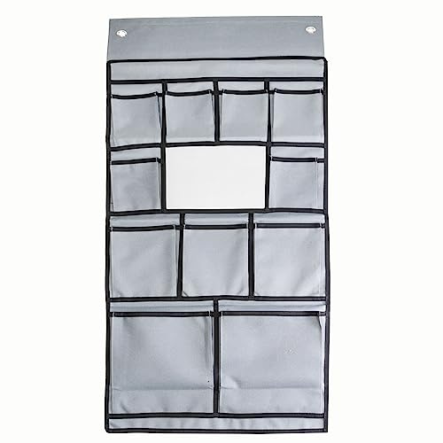 Wohnwagen-Hängeorganizer Hängeregal mit 11 Fächern und Spiegel 90 x 45 cm, Aufhängung Ösen Klettverschluss oder Keder Hängeaufbewahrung Hänge Organizer Camping Organizer Hängend Zelt Outdoor Vorzelt