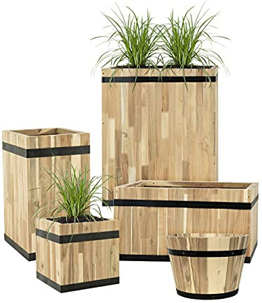 Pflanzwerk® Pflanzkübel Cup Holz Ø46cm 100% Bio-AKAZIENHOLZ Weinfass Holzfass *Frostbeständiger Blumenkübel* *Bio Pflanzenkübel* *Nachhaltige Qualitätsware*