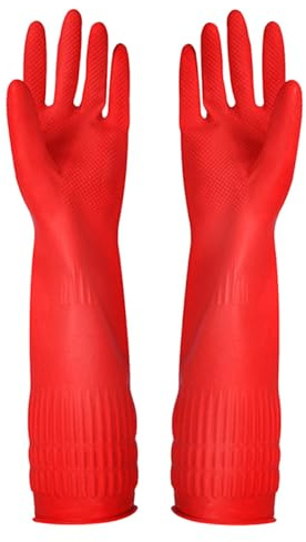 YSLON Rubber Cleaning Gloves Kitchen Dishwashing Glove 3-Pairs,Waterproof Reuseable.(Large)