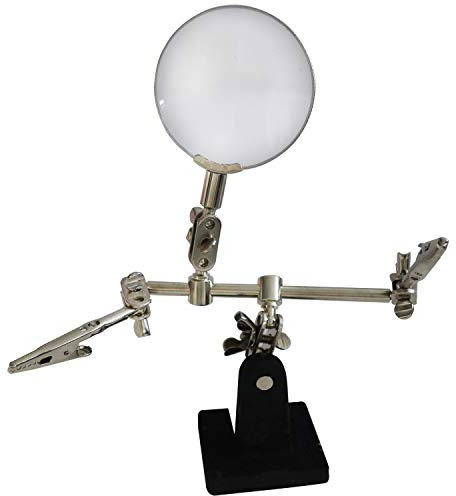 KlickFix Lot de 3 pinces et loupe à main Idéal pour souder avec loupe grossissement 2 fois