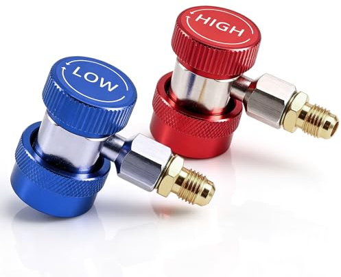 LHKJ Acoplador Rápido del R134A, Kit de Conversión de Aire Acondicionado para Automóvil de Alta Presión y Baja Presión de 1/4 SAE HVAC