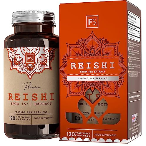FS Reishi | 120 Reishi Puro Capsulas - 2100mg Reishi-Hongos por Porción | uplemento Alimenticio Nootrópico | Sin OGM, Gluten ni Alérgenos | Fabricado en el RU