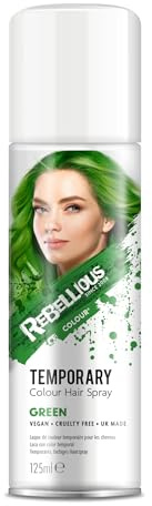 Hair Colour Spray 125ml temporary hair colour spray made in UK - ultimate coloured hair spray wash out kids & adults (Green)
