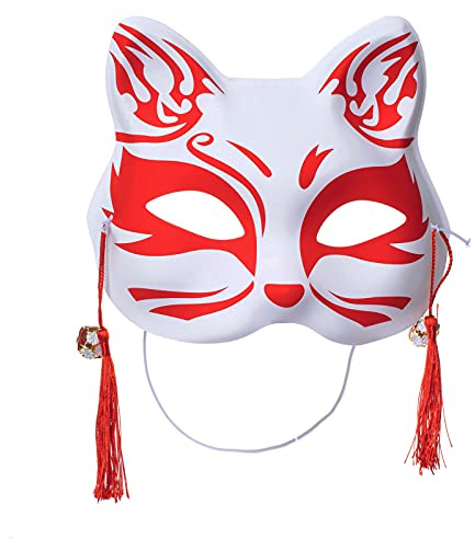 Demi-masque japonais Kitsune Inu Boku Renard Chat mignon Cosplay Demi-masque de Noël