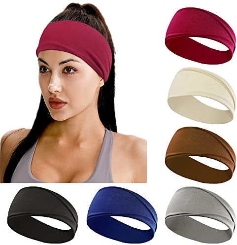 KavyaFascia per capelli da donna, sportiva, 6 pezzi, sottile, allenamento, yoga, fascia estiva (blu)