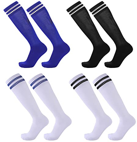 TSHAOUN 4 Paires Chaussettes pour Enfants Neutre, Garçons et Filles de 5 à 12 Ans pour Entraînement au Football, Course, Sport (4)