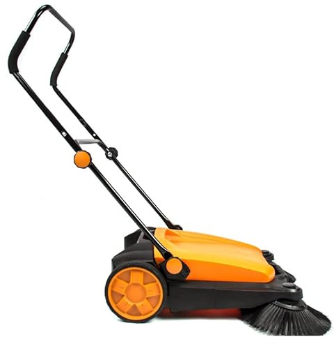 SANITMAX Walk-Behind Manual Push Floor Sweeper - 6.6 Gallon Capacity, 27.5 Sweeping Width, Sweeps 29,000 Square Feet/Hour
