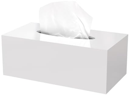 Taschentuchbox aus Acryl Rechteckige, Taschentuchhalter Serviettenspender für Badezimmer, Zuhause, Restaurant Weiß | Gesichtsserviettenspender für Badezimmer, Küche, Schlafzimmer, Büro, Hotel, glänzendes Weiß