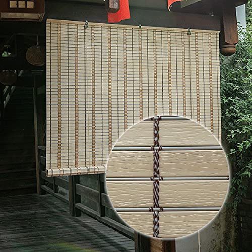 V3VOGUE Rollo Bambus Rollo Jalousine Aus PVC-Material, Breite 50-150cm, wasserdichte Und Schimmelresistente Rollos Für Außenbereich Pavillon Garten, Fenster Sichtschutz Rollos
